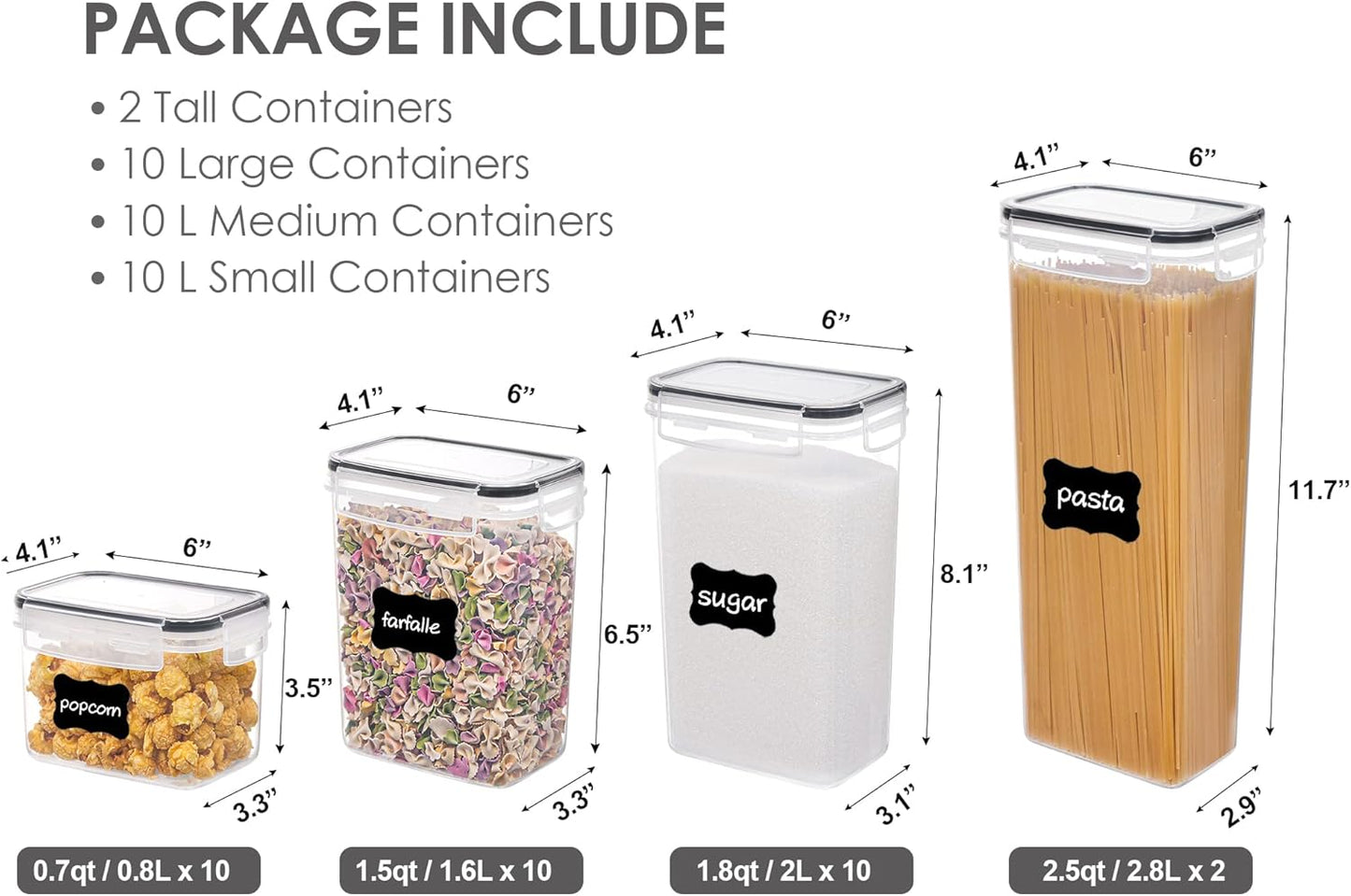 Vtopmart 32PCS Airtight Food Storage Set – BPA-Free with Labels