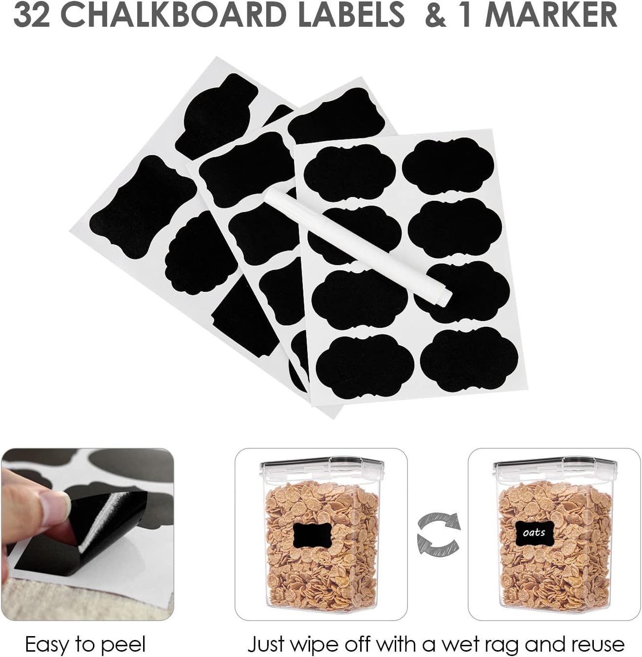 Vtopmart 32PCS Airtight Food Storage Set – BPA-Free with Labels