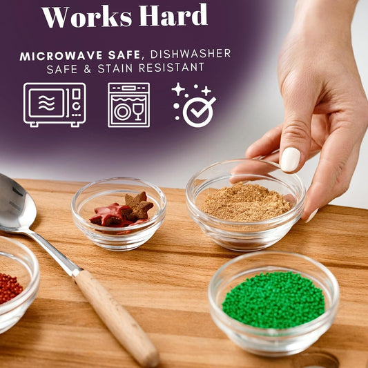 4 oz Glass Cooking Bowls – Set of 6, Stackable & Microwave Safe