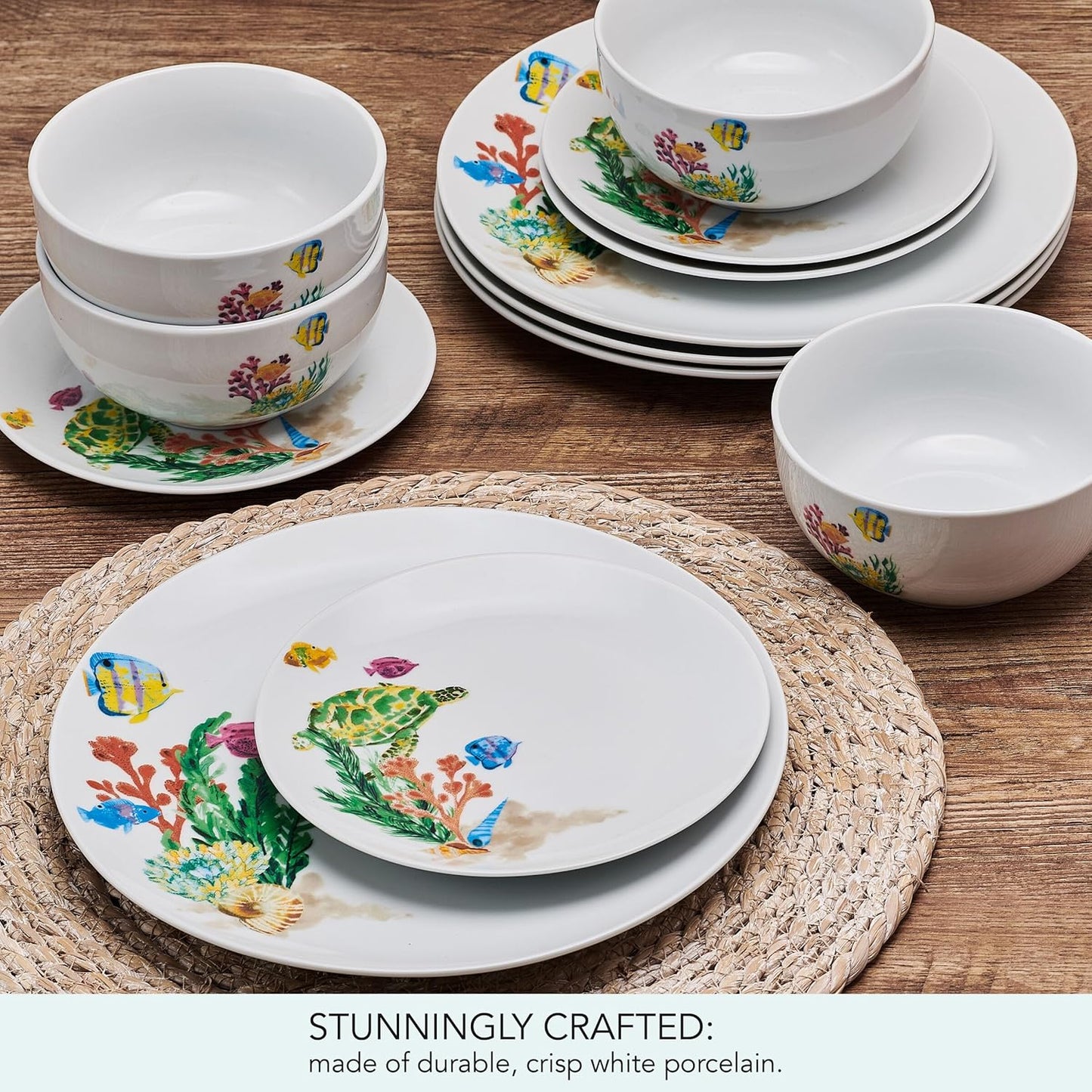 Studio Nova Coastal 12-Piece Dinnerware Set – Service for 4