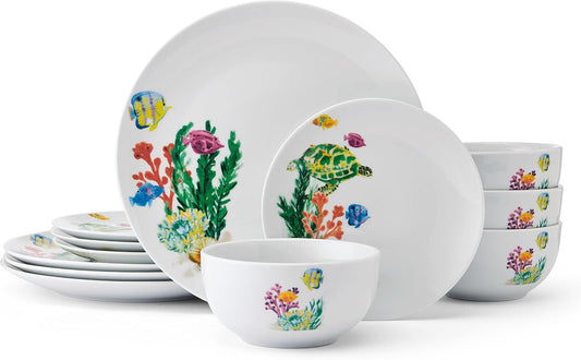 Studio Nova Coastal 12-Piece Dinnerware Set – Service for 4